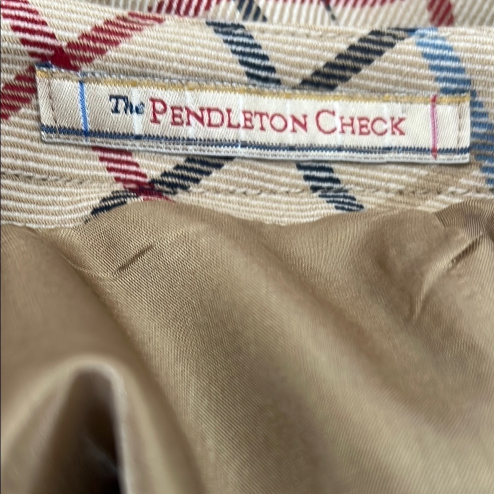 Pendleton Wool Tan, Red, & Blue knee-length pencil skirt  with pocket detail - Picture 4 of 8